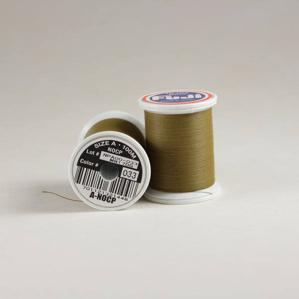 Fuji Ultra Poly NOCP rod wrapping thread in Flat Dark Earth #033 (Size A 100m spool)