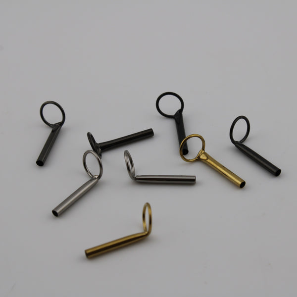 Round loop tip tops in chrome, ash, gold, and black. 3.5-6.5