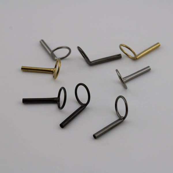 Round large loop tip tops in chrome, ash, gold, and black